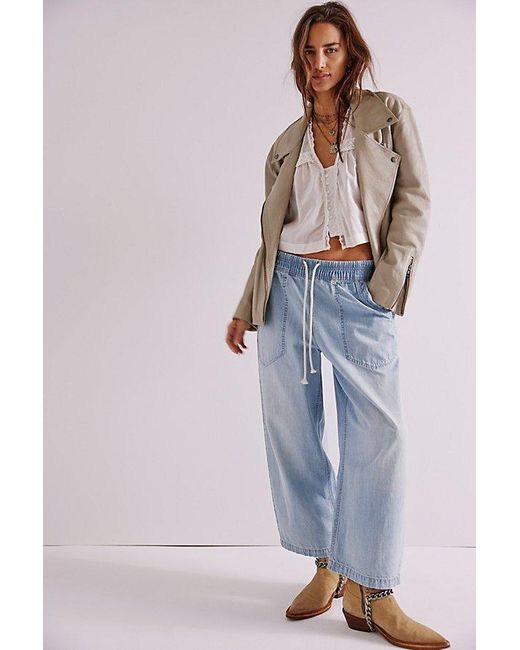 Free People Blue We The Free Easy Peasy Pull-On Jeans