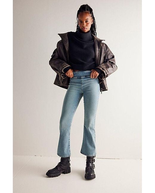 Free People In My Feelings Cropped Slim Flare Jeans At Free People In Bermondsey Blue, Size: Xs