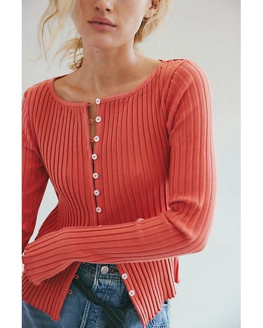 Free People Red Tilly Long-sleeve Cardi