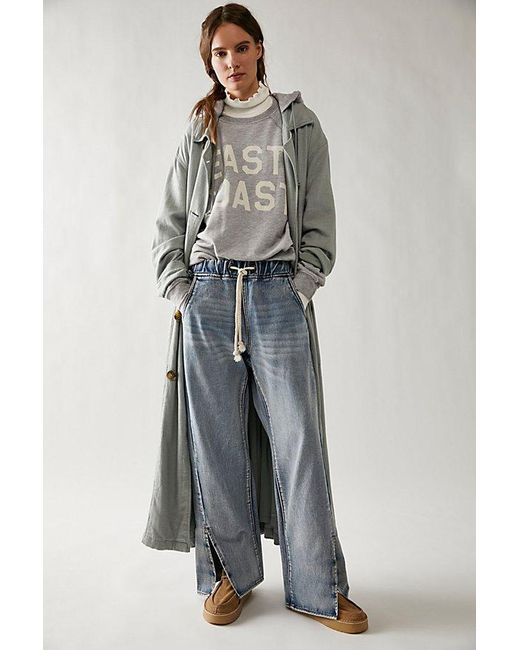 One Teaspoon Gray Roadhouse Wide-leg Drawstring Jeans