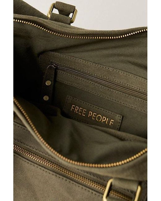 Free People Blue Washed Canvas Weekender Bag