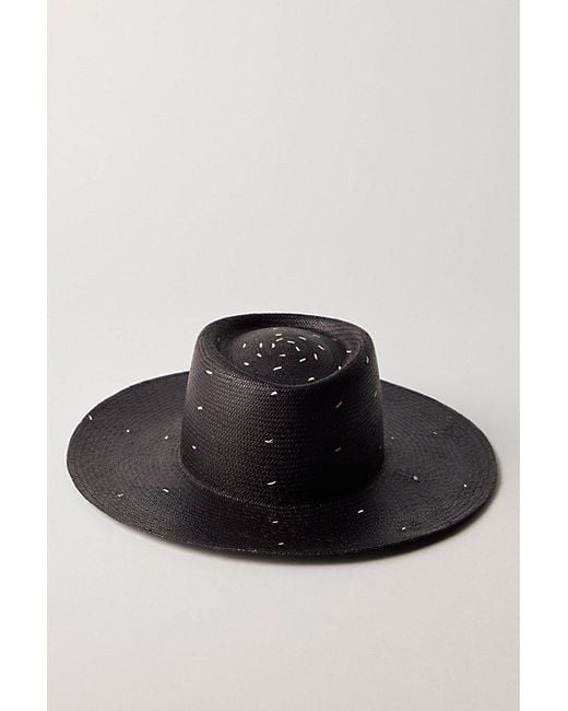 Free People Black Eleganica Tropical Noche Panama Wide Brim Hat