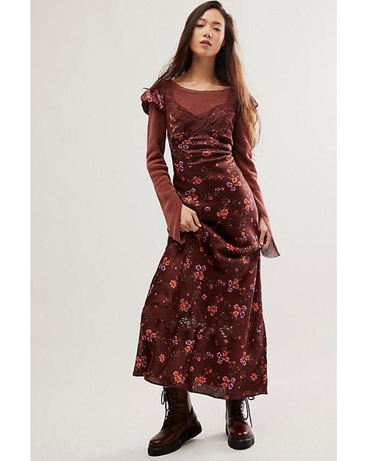 Free People Brown Butterfly Babe Maxi Dress