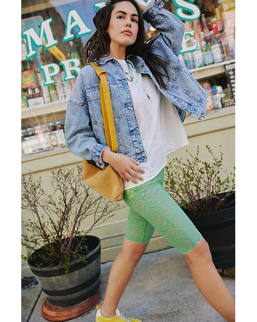 Free People Green All Day Lace Capris
