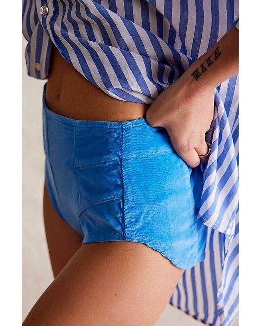 Free People Blue Keep It Brief Cord Micro Shorts
