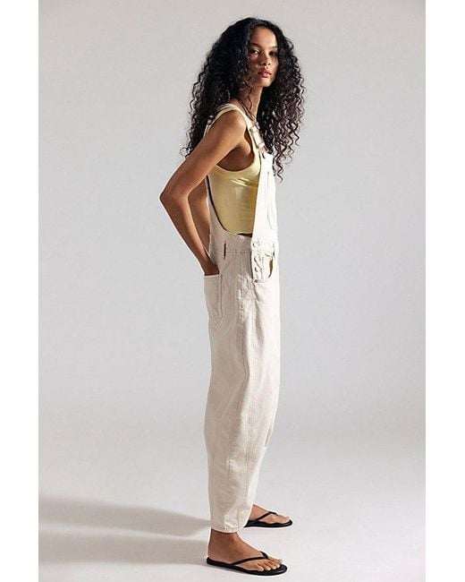 Free People Natural Good Luck Barrel Dungarees