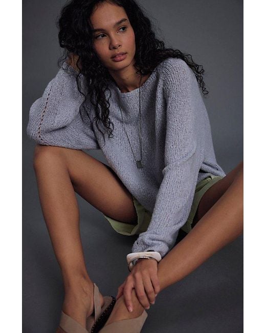 Free People Gray Shoreline Softspun Knit Pullover