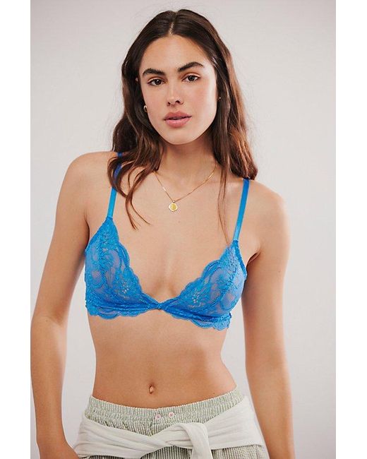 Intimately By Free People Blue Last Dance Lace Triangle Bralette