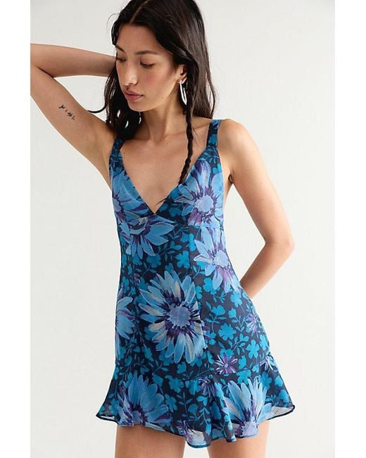 Free People Blue Heat Of The Moment Mini Dress