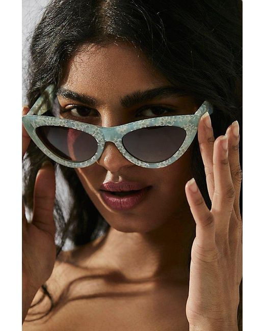 Free People Multicolor Opal Cat Eye Sunglasses At In Cloudy Sky