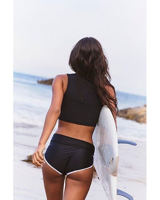 Salt Gypsy Blue Crop Surf Top At Free People In Black Rib, Size: Small