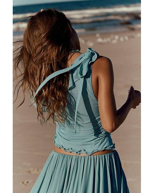 Free People Gray Isla Off-The-Shoulder Ruched Sleeveless Top