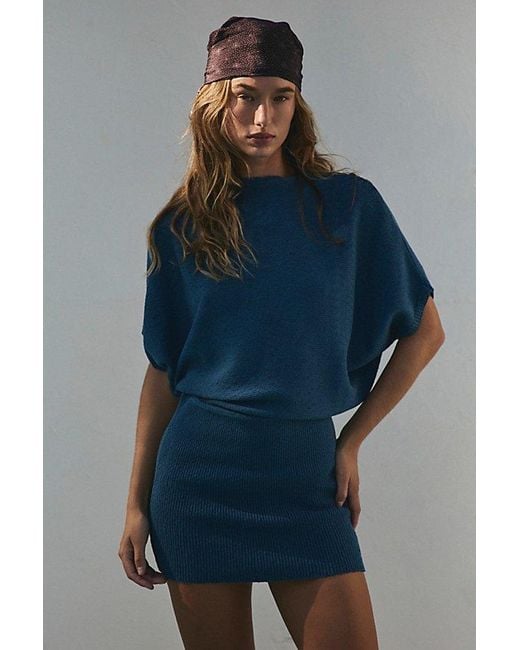 free-est Blue Amara Mini Sweater Dress By