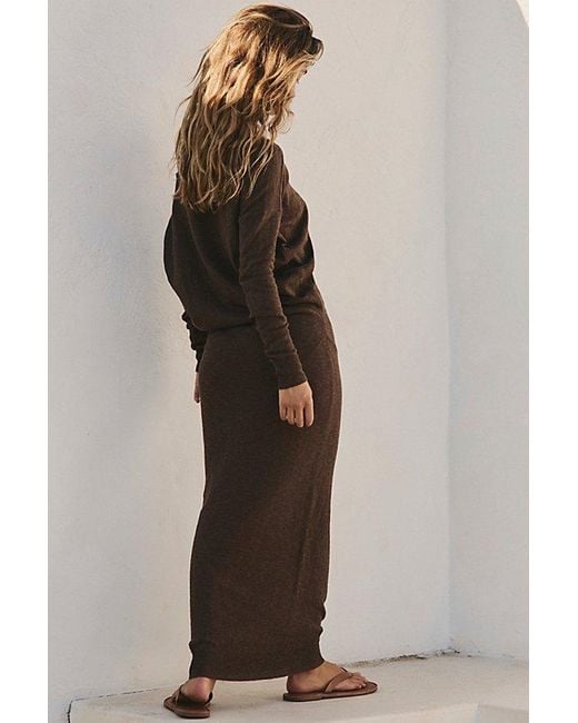 free-est Brown Hollis Sweater Midi Dress By