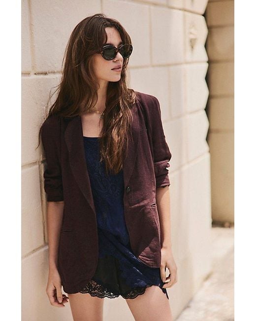 Free People Brown Gemmas Blazer Jacket