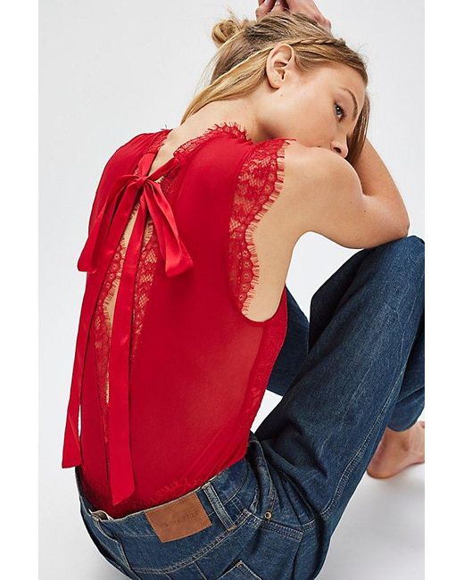 Intimately By Free People Red Sweet Nothings Bodysuit By