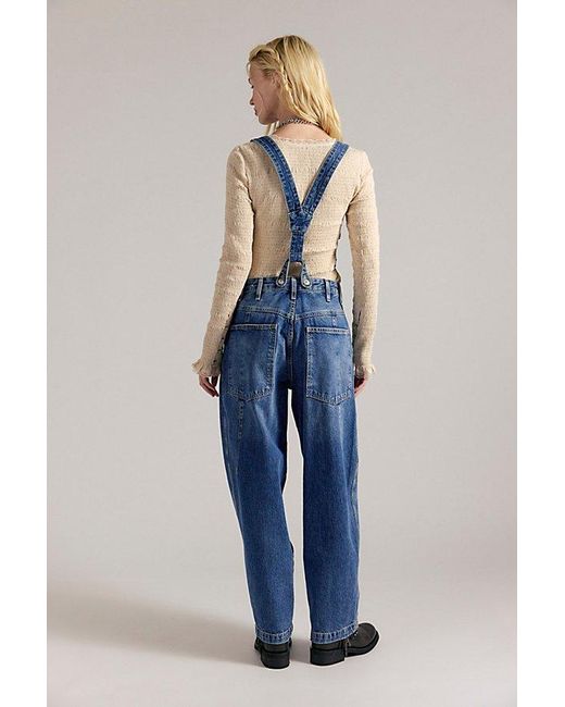 Free People Blue Berkley Suspender Jeans