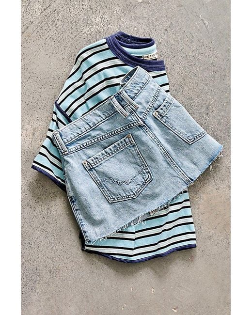 Free People Blue Lainey Low-Rise Mini Skirt