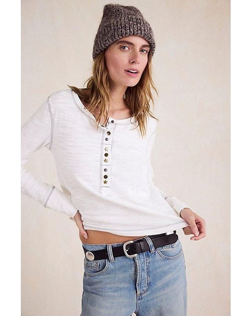 Free People White Josie Henley Top