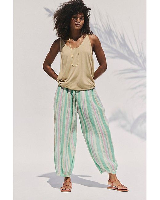 free-est Green Playa Party Stripe Pants By