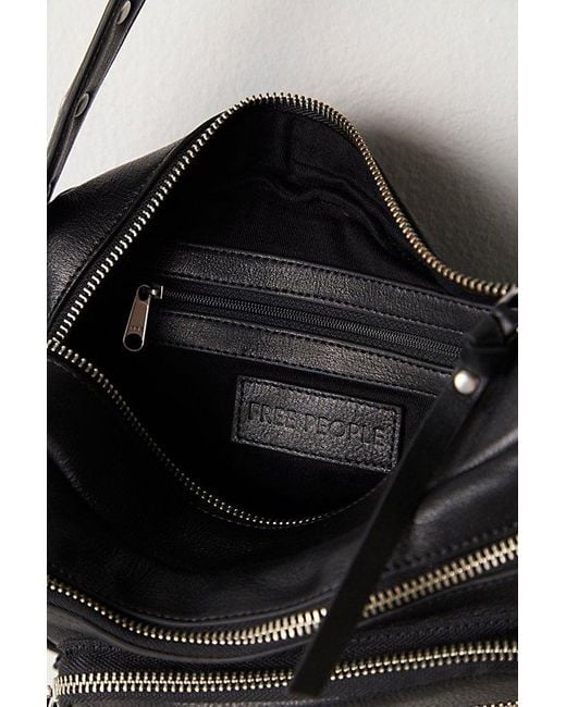 Free People Black Zia Zip Pocket Shoulder Bag