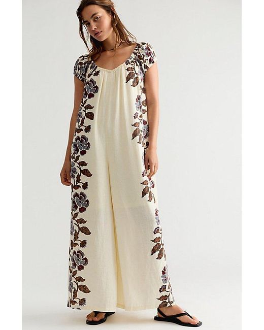 free-est Natural Amory One-Piece Printed Jumpsuit By