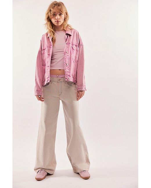 Agolde Pink Clara Low-Rise Baggy Flare Jeans