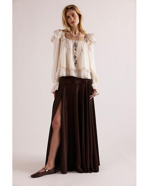 Free People Purple Francie Silky Blouse