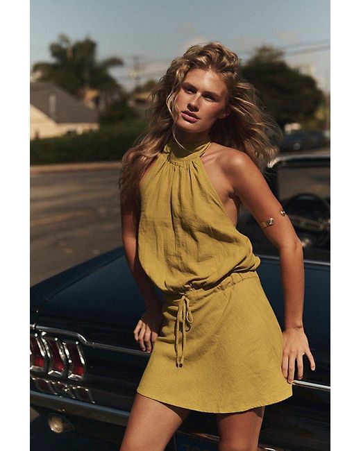 free-est Multicolor Sandshell Linen Drea Mini Dress By