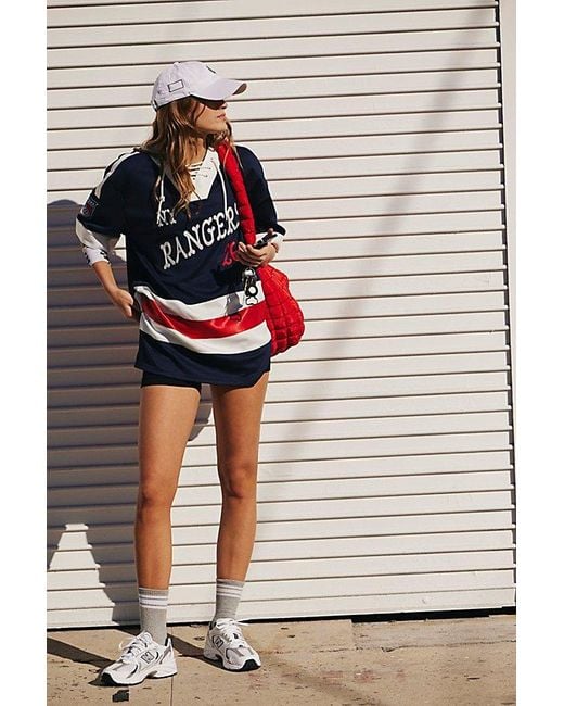 The Wild Collective Gray Ny Rangers Lace Up Tunic