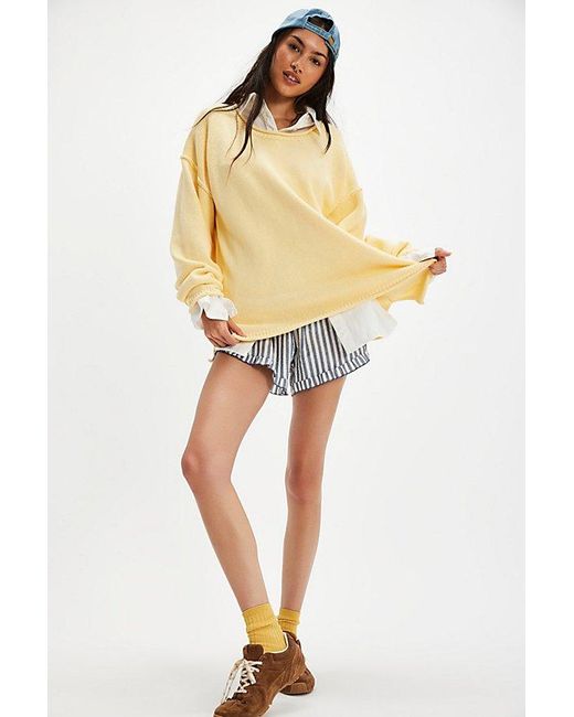 Free People Natural Ella Roll-Neck Cotton Knit Sweater