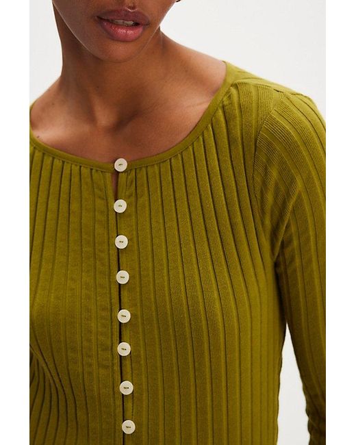 Free People Green Tilly Long-Sleeve Cardi