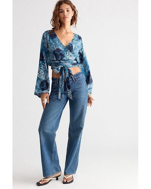 Free People Blue Roxie Wrap Top
