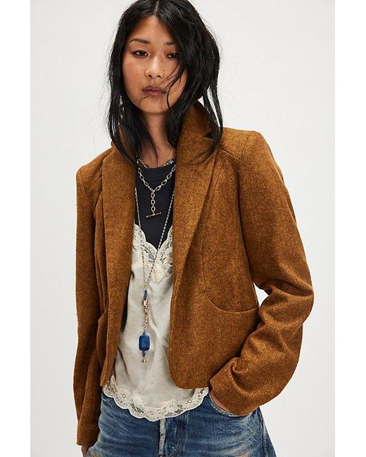 Free People Brown Whip Smart Blazer Jacket