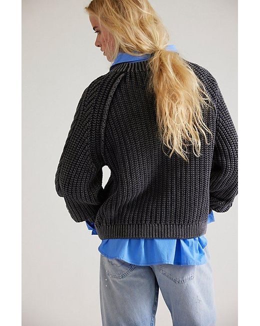 Free People Black Frankie Cable Jumper