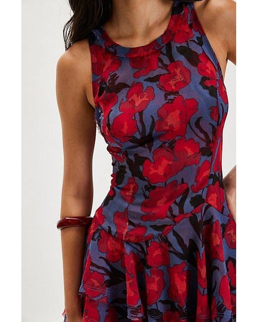Free People Red Raven Printed Mini Dress