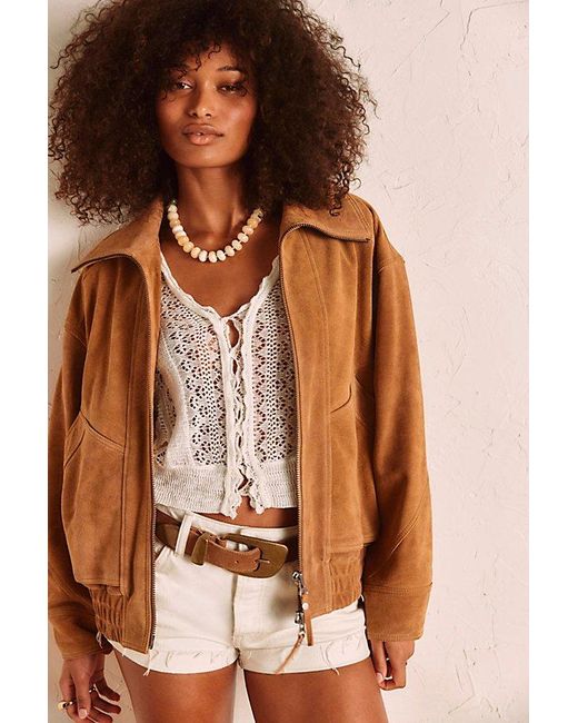 Free People Brown We The Free Desert Moon Suede Jacket