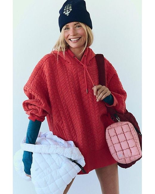 Fp Movement Red Sprint To The Finish Quilted Hoodie
