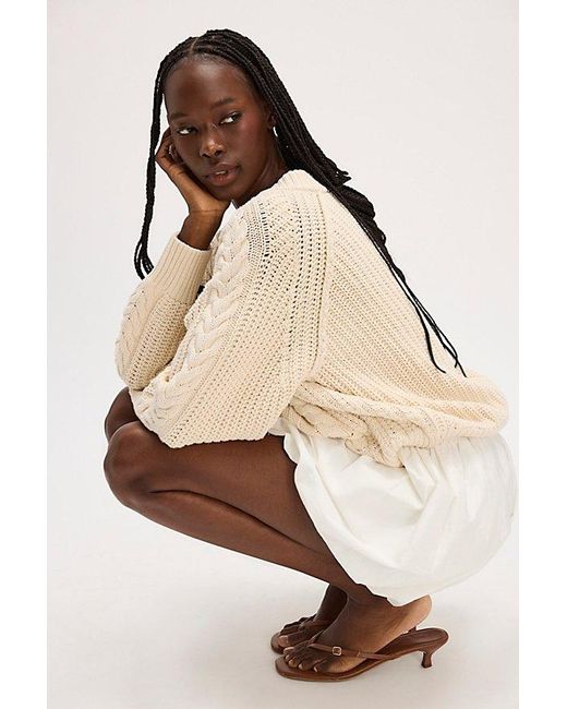 Free People Pink Frankie Cable Jumper