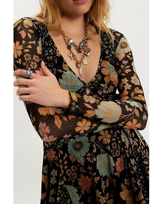 Free People Black Sway With Me Printed Mini Dress