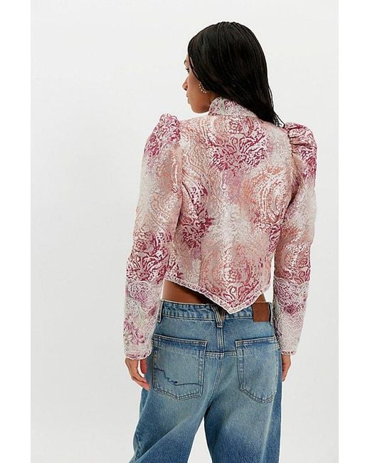 Anna Sui Red Victorian Satin Jacket