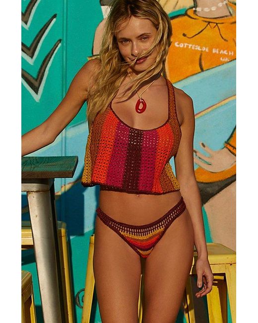 Anna Kosturova Multicolor Banded Bikini Bottoms At Free People In Pimento, Size: Small