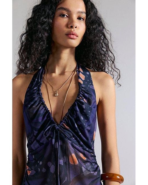 Free People Blue Butterfly Effect Halter Top