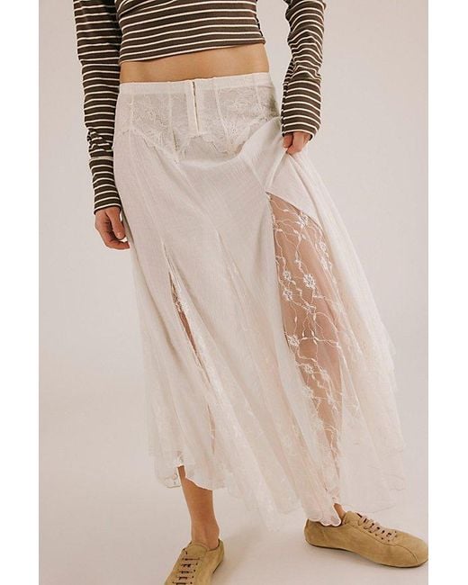 Free People Natural Nice To Meet You Maxi Slip Skirt By