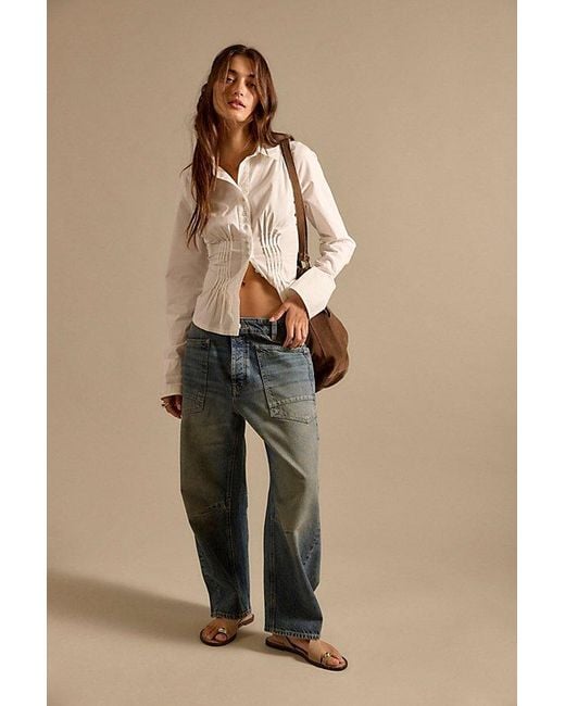 Free People Natural Minimalist Moxie Barrel Jeans