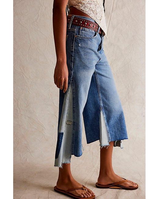 Free People Multicolor Ripple Wide-leg Pieced Cropped Jeans