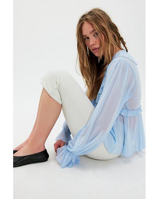 Free People Blue Fearless Long Sleeve Top