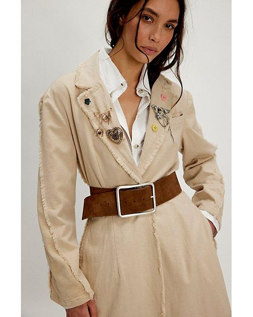 Free People Natural Suede Hex Hip Belt