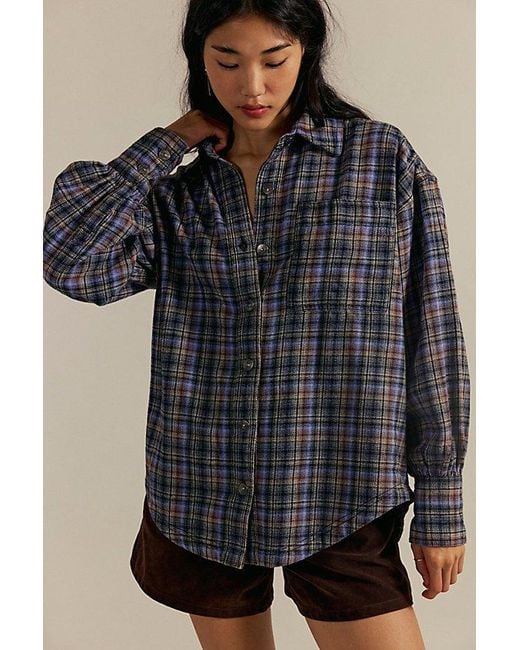 Free People Brown Ashley Plaid Shirt