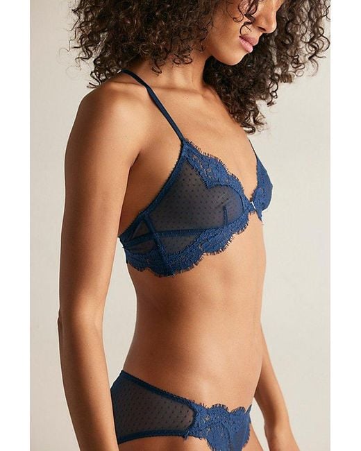 Intimately By Free People Blue Fiona Mesh Front-Close Bralette By